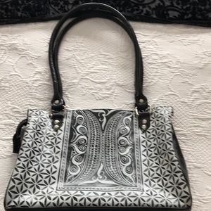 Leather purse with scarf